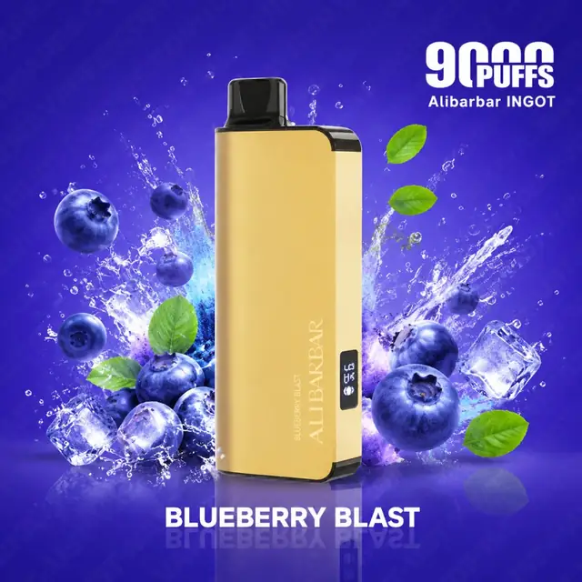 Alibarbar Ingot 9000 Blueberry Blast disposable vape, jammy blueberry flavour, ailibarbar.com Australia