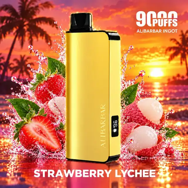 Alibarbar Ingot 9000 Strawberry Lychee disposable vape, strawberry and floral lychee, ailibarbar.com Australia